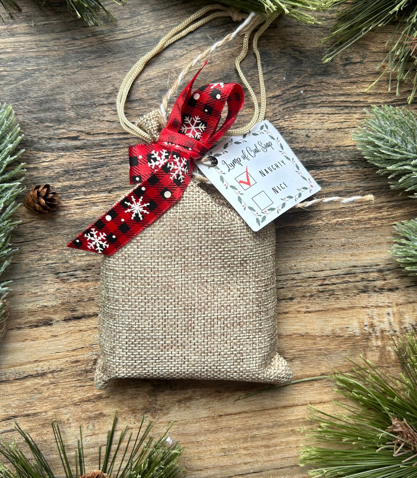 Naughty or Nice Coal Soap Bag